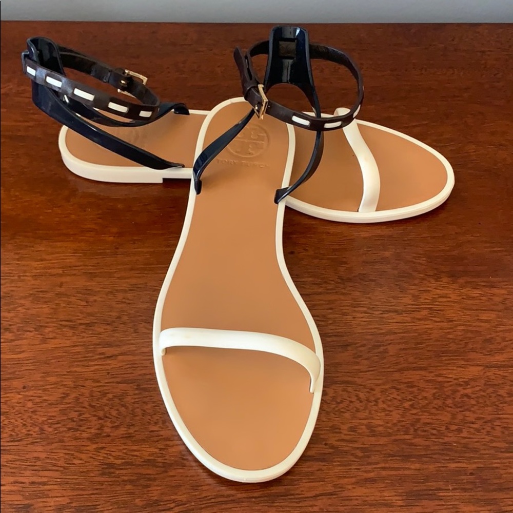 Tory Burch 8 Leather Ankle Strap Jelly Sandals